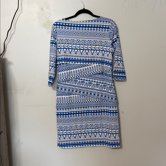J. McLaughlin Catalina Cloth Blue Greek Print Dress M - Picture 5 of 5